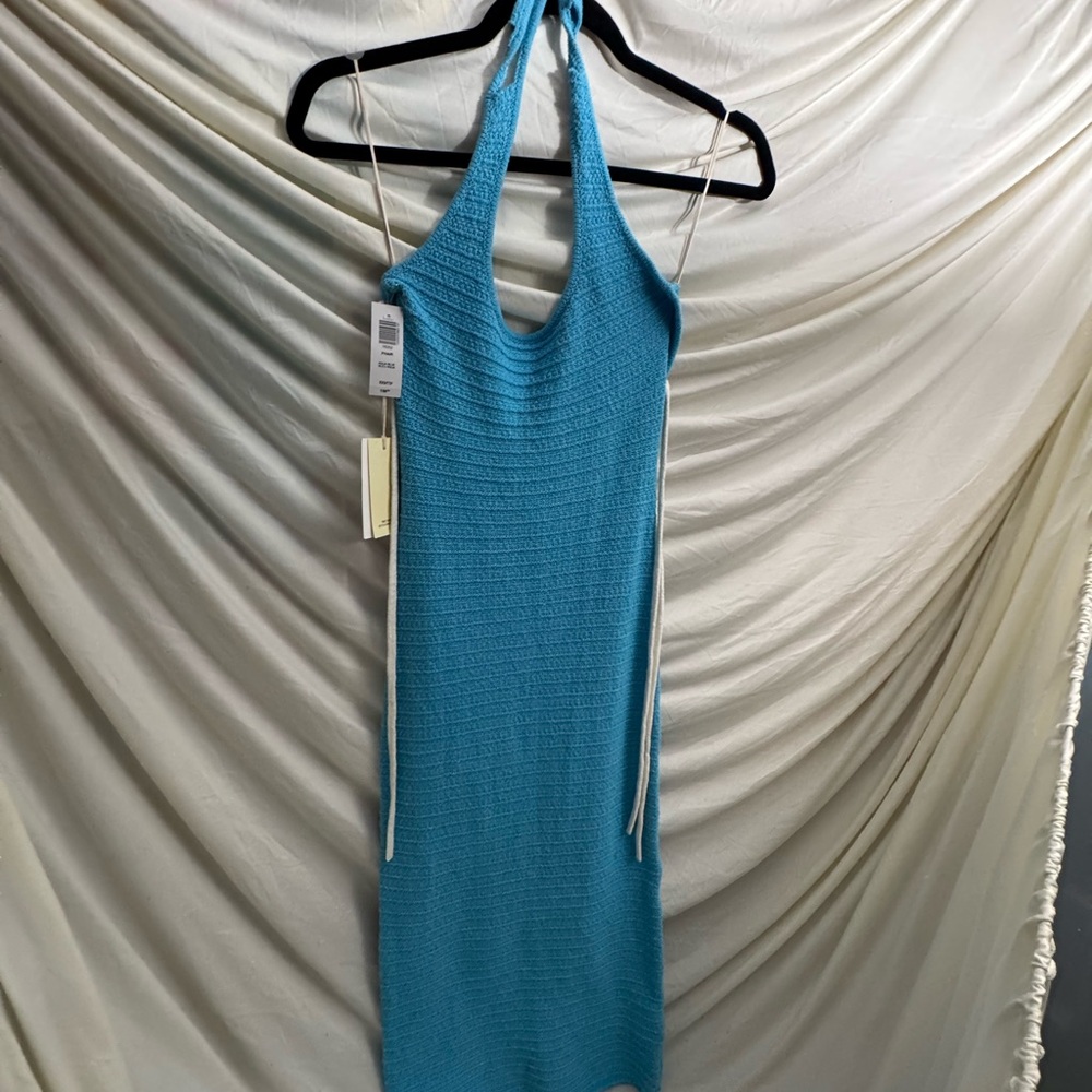 Wilfred Aqua Backless Halter Dress